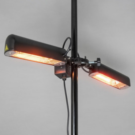 1600 Watt Twin Lamp Outdoor Parasol Radiant Heater, Black - thumbnail 3