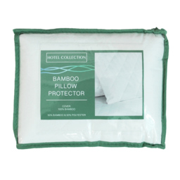 Bamboo Pillow Protector Pair, White - thumbnail 3