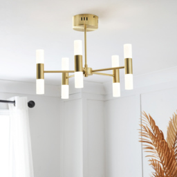 Lois 10 Light Semi Flush Ceiling Light, Satin Brass - thumbnail 4