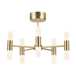 Lois 10 Light Semi Flush Ceiling Light, Satin Brass - thumbnail 2
