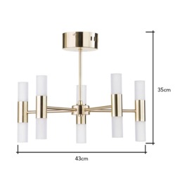 Lois 10 Light Semi Flush Ceiling Light, Brass - thumbnail 8