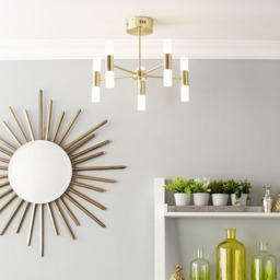 Lois 10 Light Semi Flush Ceiling Light, Brass - thumbnail 3