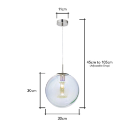 Petro Iridescent Glass Ceiling Pendant, Nickel - thumbnail 9