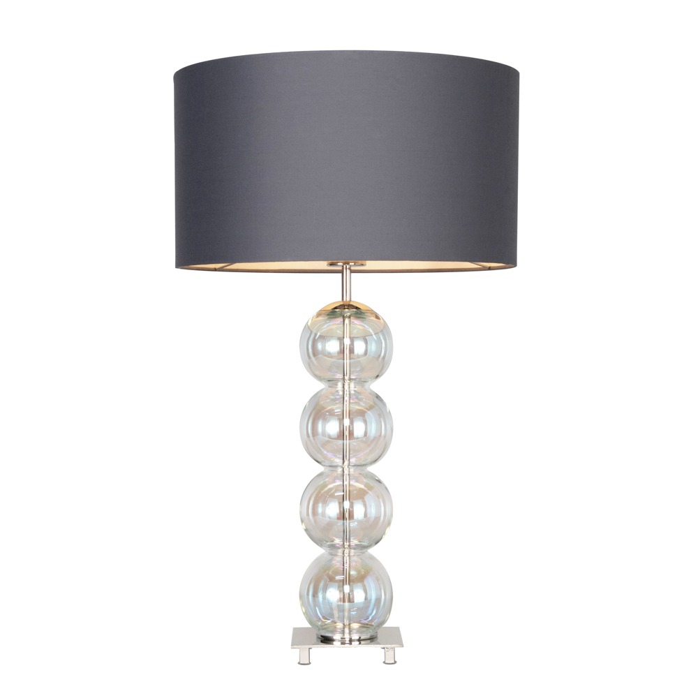 Metro Ball Stacked Table Lamp with Iridescent Glass Base, Nickel by BHS |  ufurnish.com, image size:1000x1000