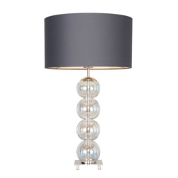 Metro Ball Stacked Table Lamp with Iridescent Glass Base, Nickel - thumbnail 1
