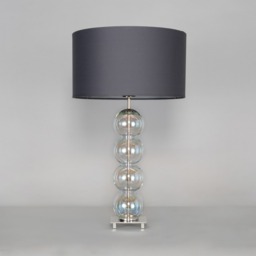 Metro Ball Stacked Table Lamp with Iridescent Glass Base, Nickel - thumbnail 6
