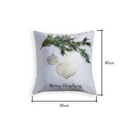 Christmas Bauble Cushion With Foil Design, Gold and Natural - thumbnail 6