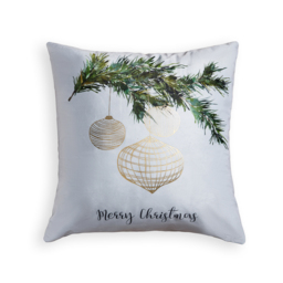 Christmas Bauble Cushion With Foil Design, Gold and Natural - thumbnail 4