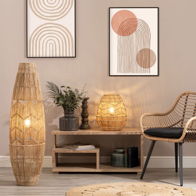 Jute String Table Lamp, Natural by BHS