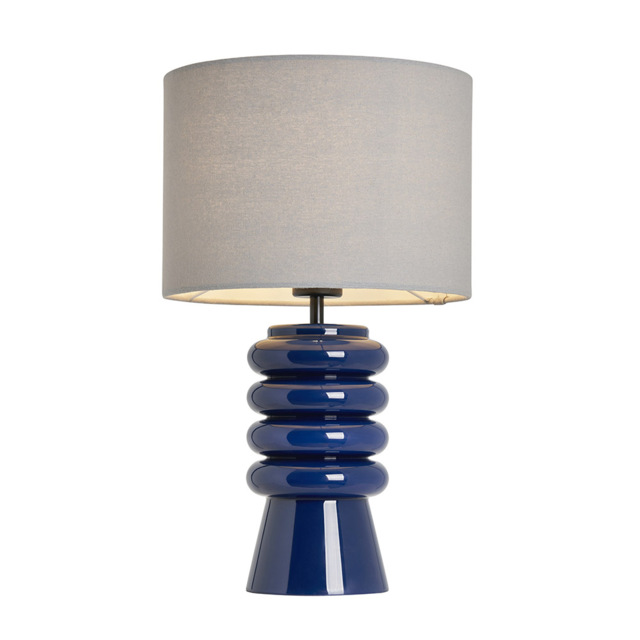 Rahya Ribbed Glass Table Lamp, Blue - image 1