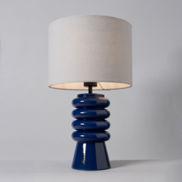 Rahya Ribbed Glass Table Lamp, Blue - thumbnail 4