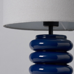 Rahya Ribbed Glass Table Lamp, Blue - thumbnail 6