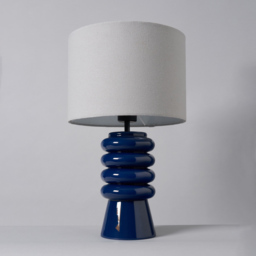 Rahya Ribbed Glass Table Lamp, Blue - thumbnail 5