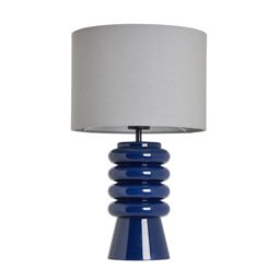 Rahya Ribbed Glass Table Lamp, Blue - thumbnail 7