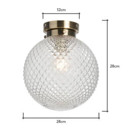 Diana Bathroom Flush Ceiling Light, Antique Brass - thumbnail 9