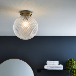 Diana Bathroom Flush Ceiling Light, Antique Brass - thumbnail 3