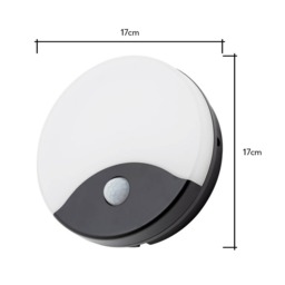 Swona 15 Watt LED Outdoor Round Bulkhead Light with PIR, Black - thumbnail 9