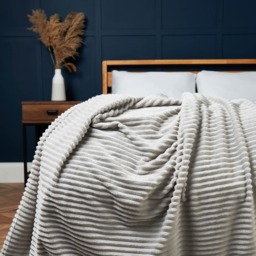 Luxury Ribbon Velvet Throw, Silver - thumbnail 1