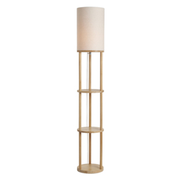 Shelby Floor Lamp with Shelves, Oak - thumbnail 1