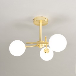 Nera Bathroom Cross Arm Semi Flush Ceiling Light, Satin Brass - thumbnail 4