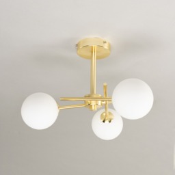 Nera Bathroom Cross Arm Semi Flush Ceiling Light, Satin Brass - thumbnail 5