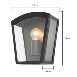 Kerr Outdoor Lantern Curved Wall Light, Black - thumbnail 7