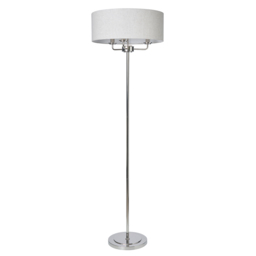 Henry 3 Light Floor Lamp with Grey Shade, Nickel - thumbnail 9