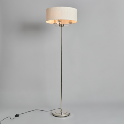 Henry 3 Light Floor Lamp with Grey Shade, Nickel - thumbnail 5