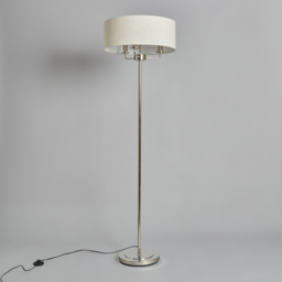 Henry 3 Light Floor Lamp with Grey Shade, Nickel - thumbnail 6