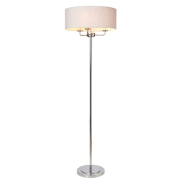 Henry 3 Light Floor Lamp with Grey Shade, Nickel - thumbnail 4