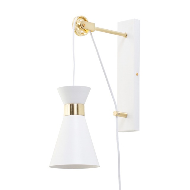Olson Plug In Wall Light with Pulley Design, White - image 1