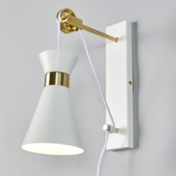 Olson Plug In Wall Light with Pulley Design, White - thumbnail 6