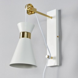 Olson Plug In Wall Light with Pulley Design, White - thumbnail 7