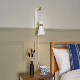 Olson Plug In Wall Light with Pulley Design, White - thumbnail 5