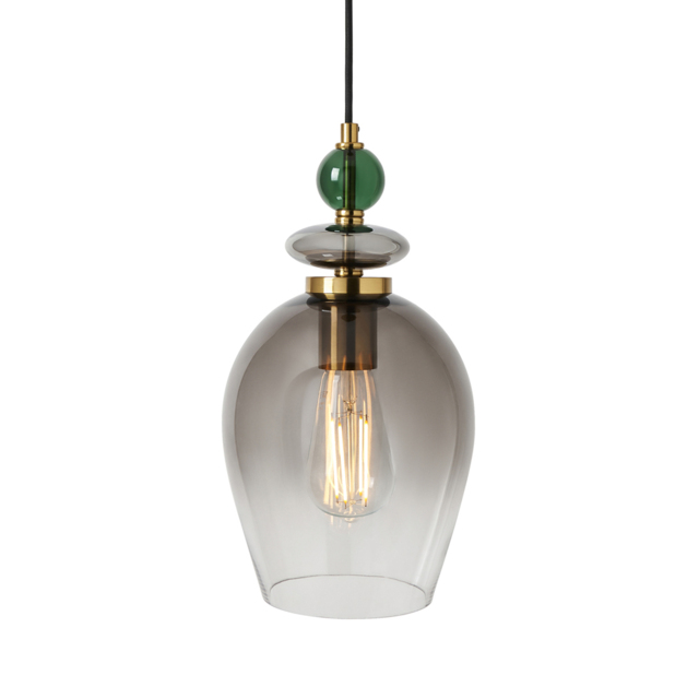 Seline Green 1 Light Ceiling Pendant, Satin Brass - image 1