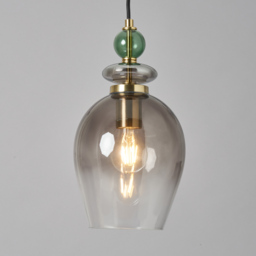 Seline Green 1 Light Ceiling Pendant, Satin Brass - thumbnail 4