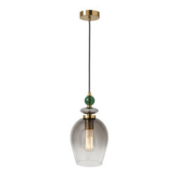 Seline Green 1 Light Ceiling Pendant, Satin Brass - thumbnail 7