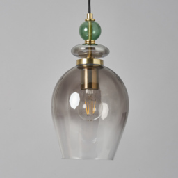 Seline Green 1 Light Ceiling Pendant, Satin Brass - thumbnail 5