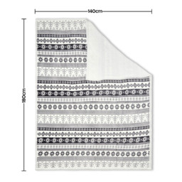 Christmas Fairisle Throw with Sherpa Back, Grey - thumbnail 6