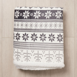 Christmas Fairisle Throw with Sherpa Back, Grey - thumbnail 5