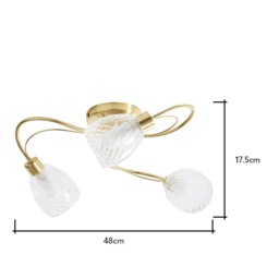 Arya Tangle Bathroom Flush Ceiling Light, Satin Brass - thumbnail 7