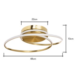 Pei Rings LED Flush Ceiling Light, Satin Brass - thumbnail 7