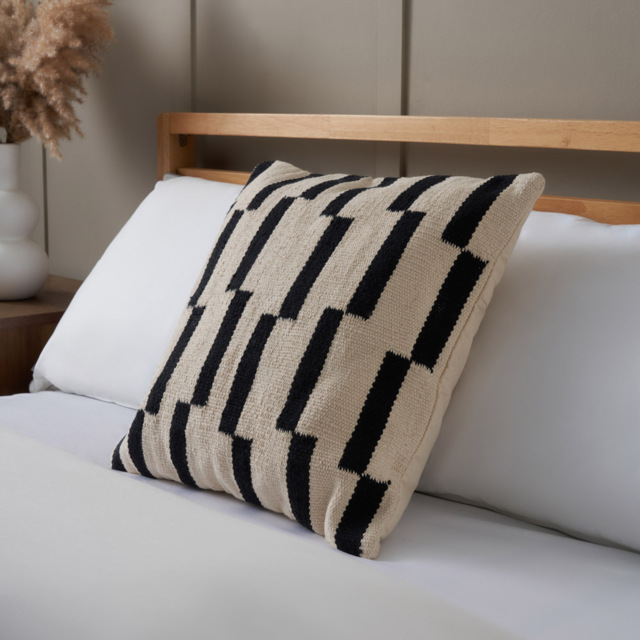 Woven Block Cushion, Black - image 1