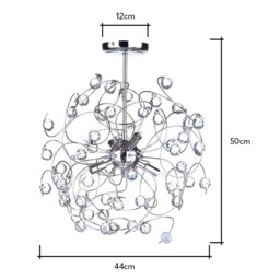 Lila Sputnik Flush Ceiling Light, Chrome - thumbnail 7