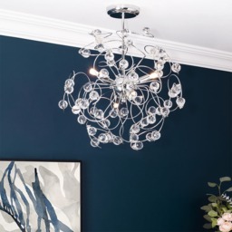 Lila Sputnik Flush Ceiling Light, Chrome - thumbnail 3