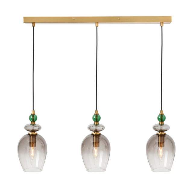 Seline Green 3 Light Diner Pendant, Satin Brass - image 1
