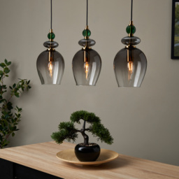 Seline Green 3 Light Diner Pendant, Satin Brass - thumbnail 3
