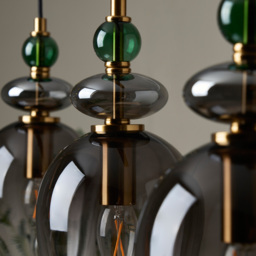 Seline Green 3 Light Diner Pendant, Satin Brass - thumbnail 7