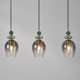 Seline Green 3 Light Diner Pendant, Satin Brass - thumbnail 4