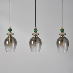 Seline Green 3 Light Diner Pendant, Satin Brass - thumbnail 5